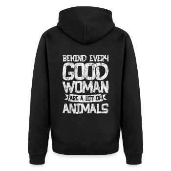 Derrière chaque bonne femme, il y a beaucoup d’animaux 3 - Veste à capuche bio Premium Unisexe - noir - Dos - Nico (187cm)