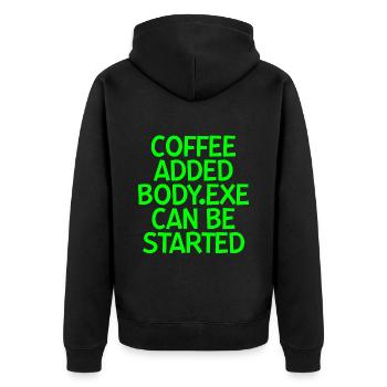 Coffee Added Body.exe Can Be Started 4 - Unisex Premium Bio Zip Hoodie - Schwarz - Hinten - Nico (187cm)