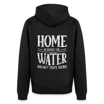 La maison est l’endroit où l’eau n’a pas un goût bizarre 3 - Veste à capuche bio Premium Unisexe - noir - Dos - Nico (187cm)