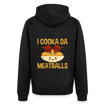 I Cooka Da Meatballs 2 - Unisex Premium Bio Zip Hoodie - Schwarz - Hinten - Nico (187cm)
