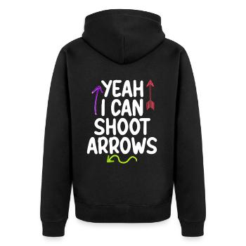 yes i can shoot arrows 2 - Unisex Premium Organic Zip Hoodie - black - Back - Nico (187cm)