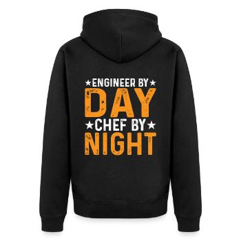 Ingénieur le jour, Chef le soir 10 - Veste à capuche bio Premium Unisexe - noir - Dos - Nico (187cm)