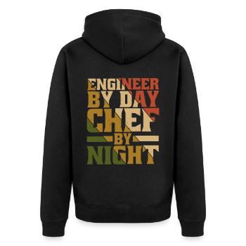 Ingénieur le jour, Chef le soir 9 - Veste à capuche bio Premium Unisexe - noir - Dos - Nico (187cm)