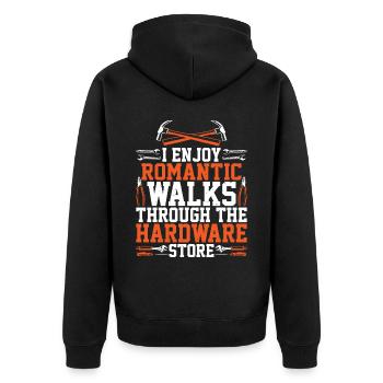 I Enjoy Romantic Walks Through Hardware Store 34 - Unisex Premium Organic Zip Hoodie - black - Back - Nico (187cm)