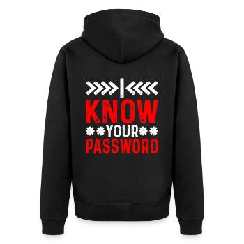 I Know Your Password 5 - Unisex Premium Organic Zip Hoodie - black - Back - Nico (187cm)