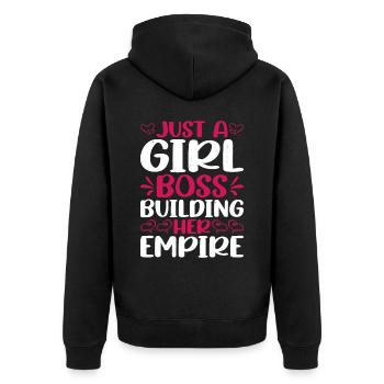 Just A Girl Boss Building Her Empire 4 - Unisex Premium Bio Zip Hoodie - Schwarz - Hinten - Nico (187cm)