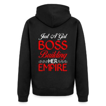 Just A Girl Boss Building Her Empire 5 - Unisex Premium Bio Zip Hoodie - Schwarz - Hinten - Nico (187cm)