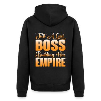 Just A Girl Boss Building Her Empire 6 - Unisex Premium Bio Zip Hoodie - Schwarz - Hinten - Nico (187cm)