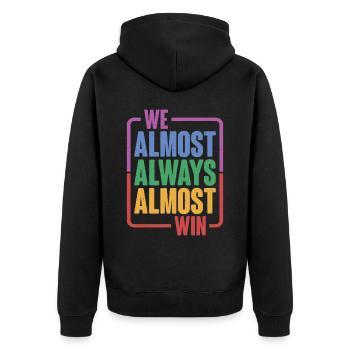 We Almost Always Almost Win 16 - Unisex Premium Organic Zip Hoodie - black - Back - Nico (187cm)