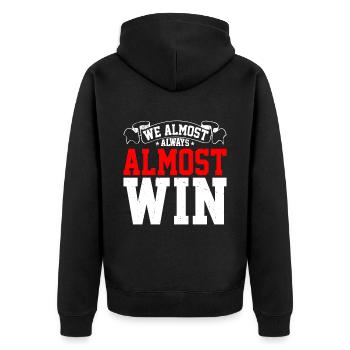 We Almost Always Almost Win 17 - Unisex Premium Organic Zip Hoodie - black - Back - Nico (187cm)