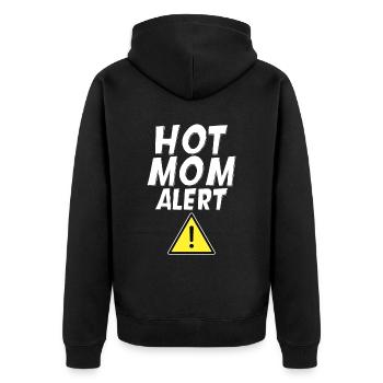 Hot Mom Alert 4 - Unisex Premium Organic Zip Hoodie - black - Back - Nico (187cm)