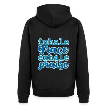 Inspirez la grâce expirez Louange 2 - Veste à capuche bio Premium Unisexe - noir - Dos - Nico (187cm)