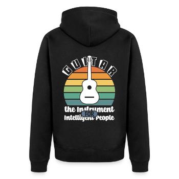 Gitarre intelligente Menschen - Unisex Premium Bio Zip Hoodie - Schwarz - Hinten - Nico (187cm)