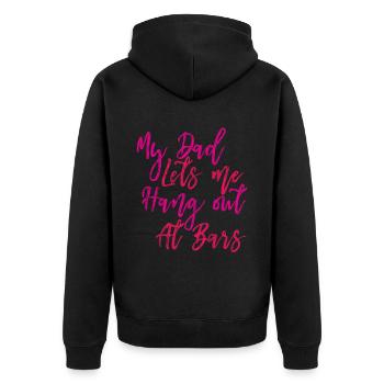 My Dad Lets Me Hang Out At Bars 3 - Unisex Premium Organic Zip Hoodie - black - Back - Nico (187cm)