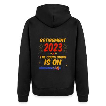 Retirement 2023 The Countdown Is On 2 - Unisex Premium Bio Zip Hoodie - Schwarz - Hinten - Nico (187cm)