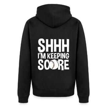 Shhh, I'm Keeping Score 2 - Unisex Premium Bio Zip Hoodie - Schwarz - Hinten - Nico (187cm)