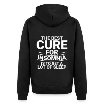 The Best Cure For Insomnia Is Get A Lot Of Sleep 2 - Unisex Premium Organic Zip Hoodie - black - Back - Nico (187cm)