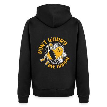 Ne vous inquiétez pas Bee Happy 40 - Veste à capuche bio Premium Unisexe - noir - Dos - Nico (187cm)