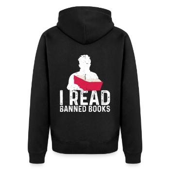 J’ai lu des livres interdits 60 - Veste à capuche bio Premium Unisexe - noir - Dos - Nico (187cm)