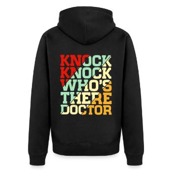 Knock Knock Who's There Doctor 4 - Unisex Premium Organic Zip Hoodie - black - Back - Nico (187cm)