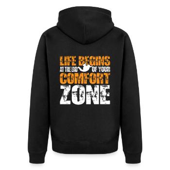 La vie commence à la fin de votre zone de confort 5 - Veste à capuche bio Premium Unisexe - noir - Dos - Nico (187cm)