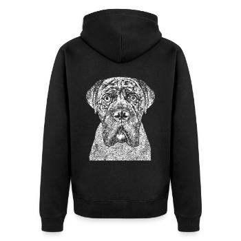 Porträt eines Boxer-Hundes im Comic-Stil. - Unisex Premium Bio Zip Hoodie - Schwarz - Hinten - Nico (187cm)