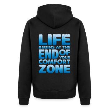 La vie commence à la fin de votre zone de confort 6 - Veste à capuche bio Premium Unisexe - noir - Dos - Nico (187cm)