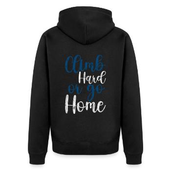 Climb Hard Or Go Home 3 - Unisex Premium Bio Zip Hoodie - Schwarz - Hinten - Nico (187cm)