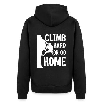 Climb Hard Or Go Home 4 - Unisex Premium Bio Zip Hoodie - Schwarz - Hinten - Nico (187cm)
