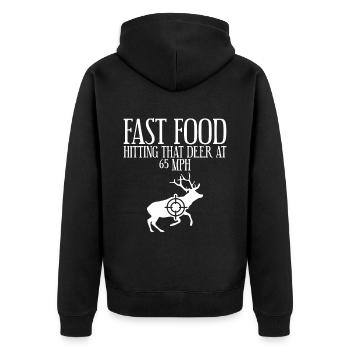 Fast Food Hitting That Deer At 65 mph 4 - Unisex Premium Organic Zip Hoodie - black - Back - Nico (187cm)
