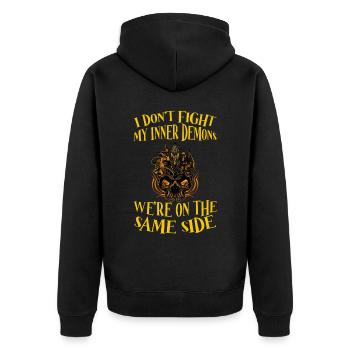 Ne combattez pas Mes démons intérieurs étaient du même côté4 - Veste à capuche bio Premium Unisexe - noir - Dos - Nico (187cm)
