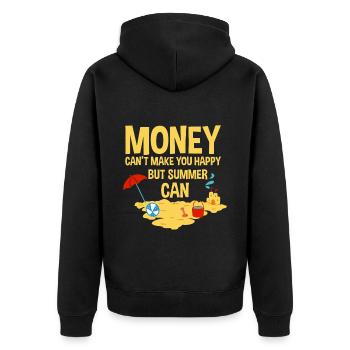 Money Can't Make You Happy But Summer Can 2 - Unisex Premium Bio Zip Hoodie - Schwarz - Hinten - Nico (187cm)