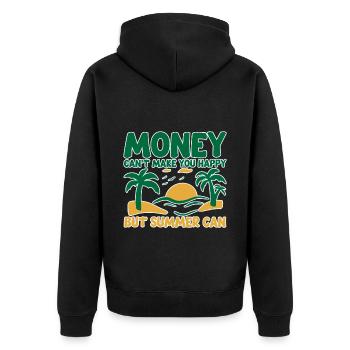 Money Can't Make You Happy But Summer Can 4 - Unisex Premium Bio Zip Hoodie - Schwarz - Hinten - Nico (187cm)