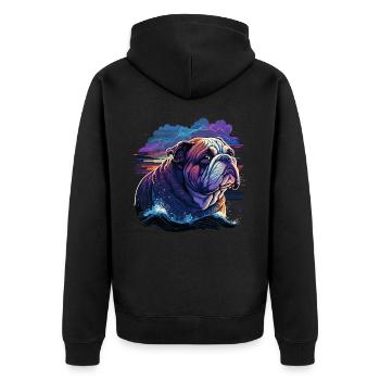 Bulldog on Water - Unisex Premium Organic Zip Hoodie - black - Back - Nico (187cm)