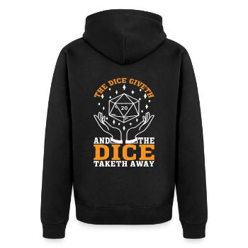 The Dice Giveth And The Dice Taketh Away 5 - Unisex Premium Organic Zip Hoodie - black - Back - Nico (187cm)
