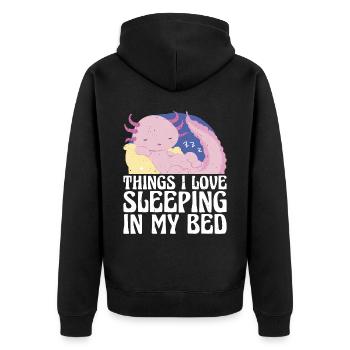 Les choses que j’aime, dormir dans mon lit 11 - Veste à capuche bio Premium Unisexe - noir - Dos - Nico (187cm)
