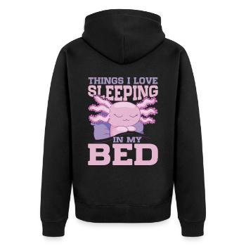 Les choses que j’aime, dormir dans mon lit 9 - Veste à capuche bio Premium Unisexe - noir - Dos - Nico (187cm)