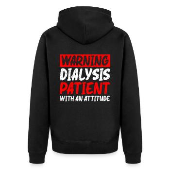 Warning Dialysis Patient With An Attitude 5 - Unisex Premium Bio Zip Hoodie - Schwarz - Hinten - Nico (187cm)