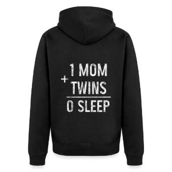 1 Mom Plus Twins Equals 0 Sleep 3 - Unisex Premium Bio Zip Hoodie - Schwarz - Hinten - Nico (187cm)