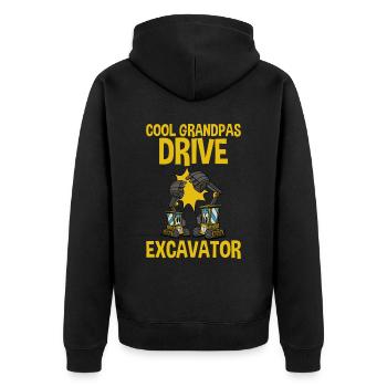 Cool Grandpas Drive Excavator 2 - Unisex Premium Bio Zip Hoodie - Schwarz - Hinten - Nico (187cm)