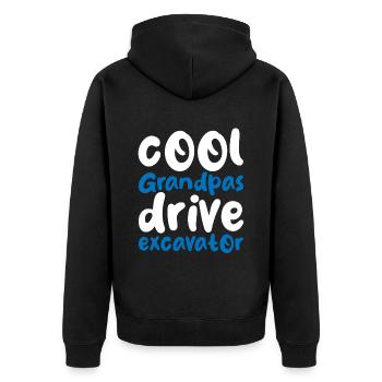 Cool Grandpas Drive Excavator - Unisex Premium Bio Zip Hoodie - Schwarz - Hinten - Nico (187cm)
