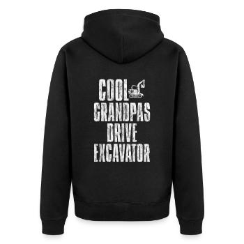 Cool Grandpas Drive Excavator 3 - Unisex Premium Organic Zip Hoodie - black - Back - Nico (187cm)
