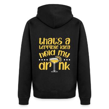C’est une idée terrible, tenez mon verre 4 - Veste à capuche bio Premium Unisexe - noir - Dos - Nico (187cm)