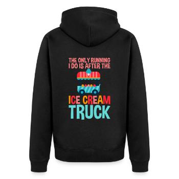 The Only Running I Do Is After Ice Cream Truck 2 - Unisex Premium Bio Zip Hoodie - Schwarz - Hinten - Nico (187cm)