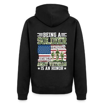 Being A Soldier Is A Choice 5 - Unisex Premium Organic Zip Hoodie - black - Back - Nico (187cm)