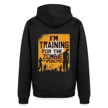 I'm Training For The Zombie Apocalypse 12 - Unisex Premium Bio Zip Hoodie - Schwarz - Hinten - Nico (187cm)