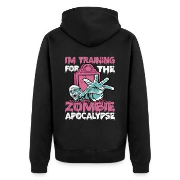 I'm Training For The Zombie Apocalypse 13 - Unisex Premium Bio Zip Hoodie - Schwarz - Hinten - Nico (187cm)