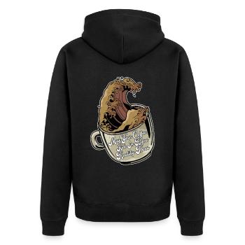 May Your Coffee Kick In Before Reality Does 49 - Unisex Premium Organic Zip Hoodie - black - Back - Nico (187cm)