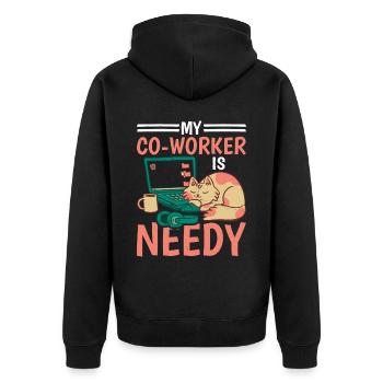 My Co-worker Is Needy 5 - Unisex Premium Organic Zip Hoodie - black - Back - Nico (187cm)