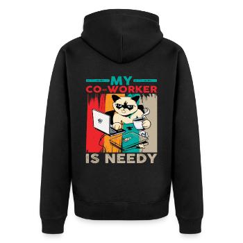 My Co-worker Is Needy 6 - Unisex Premium Organic Zip Hoodie - black - Back - Nico (187cm)